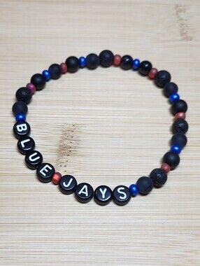 Toronto Blue Jays Night Mode Bracelet Matte Black Onyx Baseball Fan Jewelry